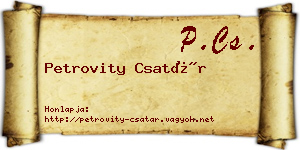 Petrovity Csatár névjegykártya